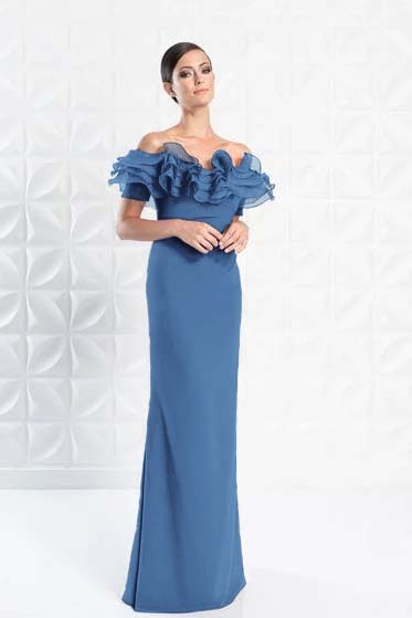 Off the Shoulder Sleeveless Long Mermaid Prom Dress With Ruffles