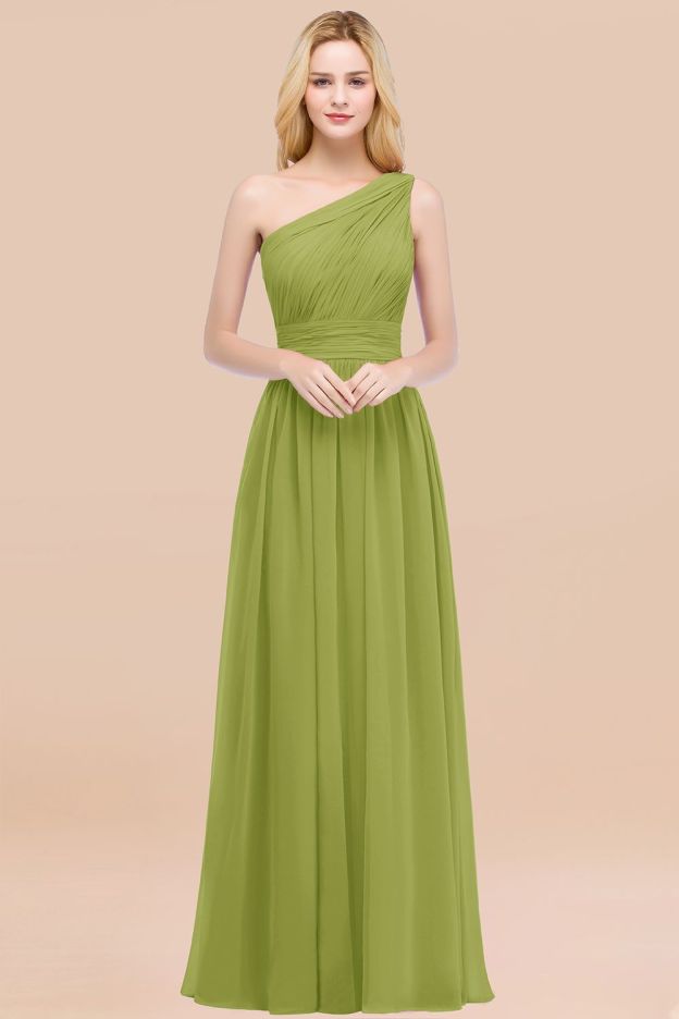 27prom Chic One-shoulder Sleeveless Burgundy Chiffon Bridesmaid Dresses Online-27prom