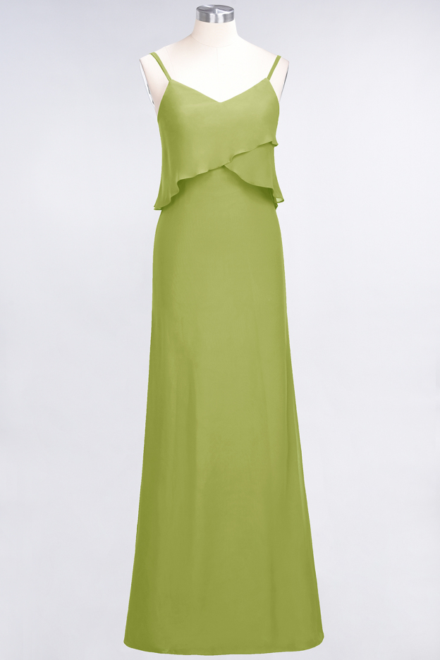 27prom Affordable Spaghetti-Straps V-Neck Burgundy Chiffon Bridesmaid Dresses-27prom