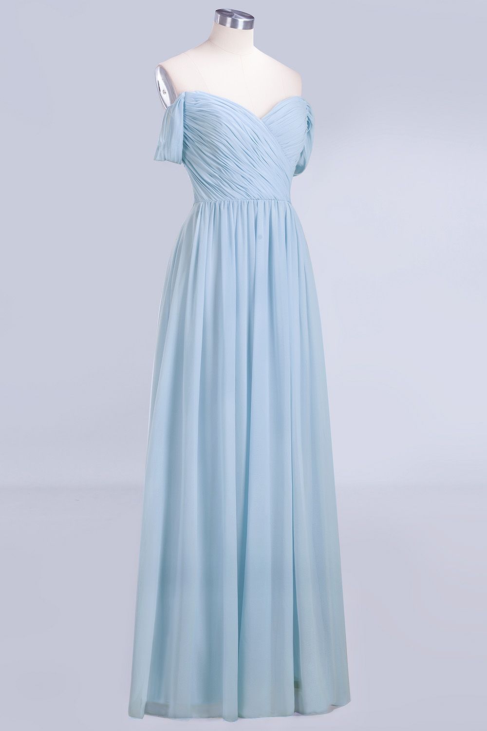 27prom Modest Chiffon Sweetheart Sleeveless Affordable Bridesmaid Dresses with Ruffles-27prom