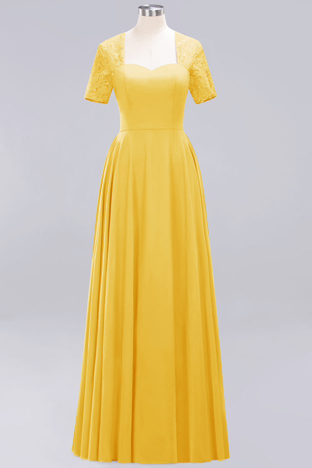 27prom Dark Navy Open-Back Long Bridesmaid Dress With Short Sleeves-27prom