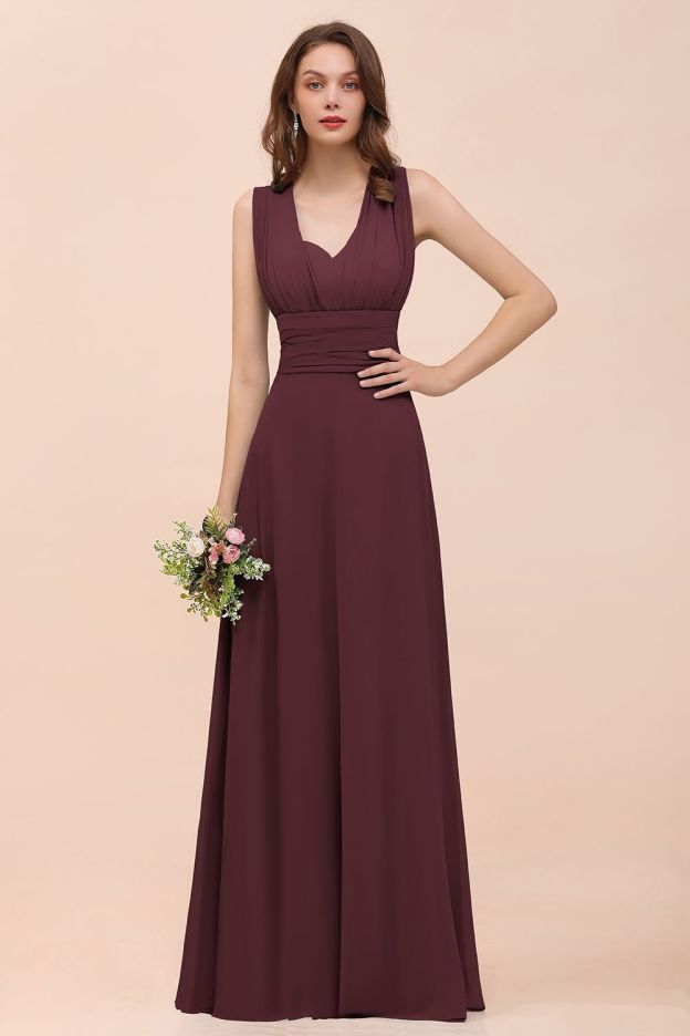27prom New Arrival Dusty Blue Ruched Long Convertible Bridesmaid Dresses-27prom