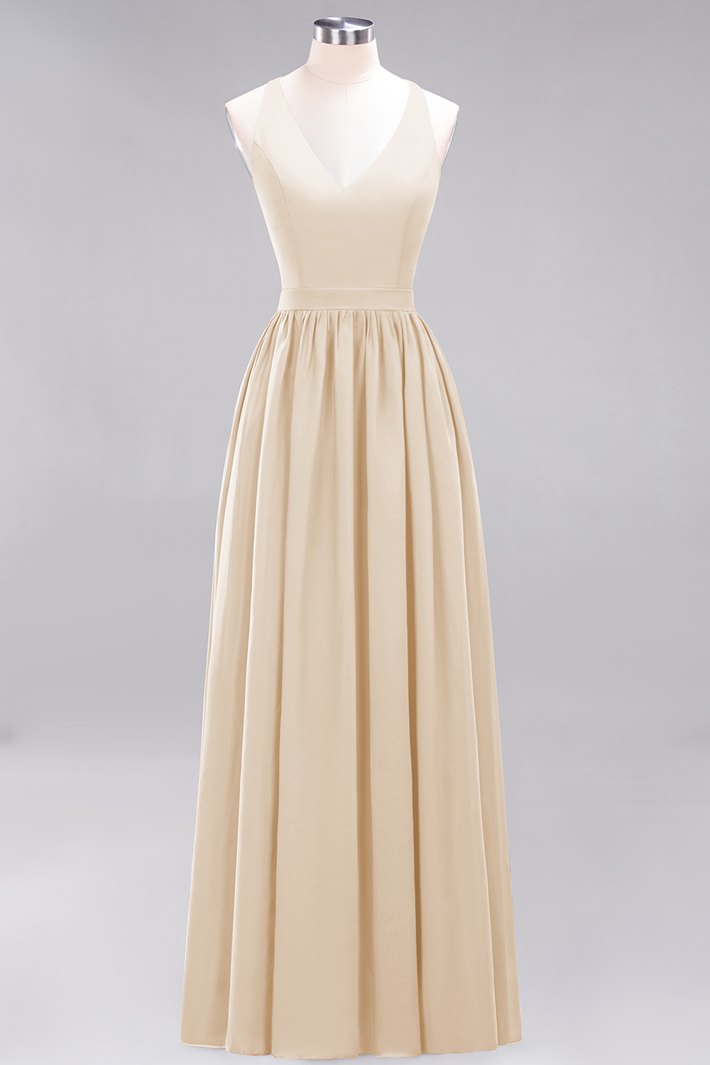 27prom Affordable Chiffon V-Neck Sleeveless Lace Bridesmaid Dress Online-27prom