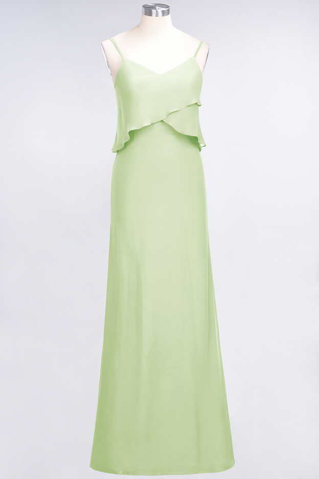 27prom Affordable Spaghetti-Straps V-Neck Burgundy Chiffon Bridesmaid Dresses-27prom