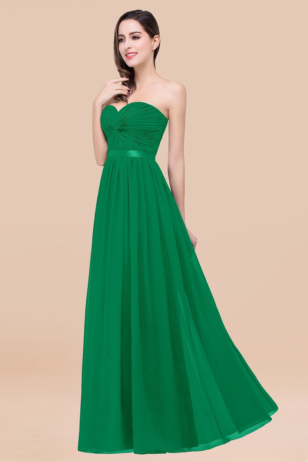 27prom Affordable Sweetheart Ruffle Navy Chiffon Bridesmaid Dress With Ribbon-27prom