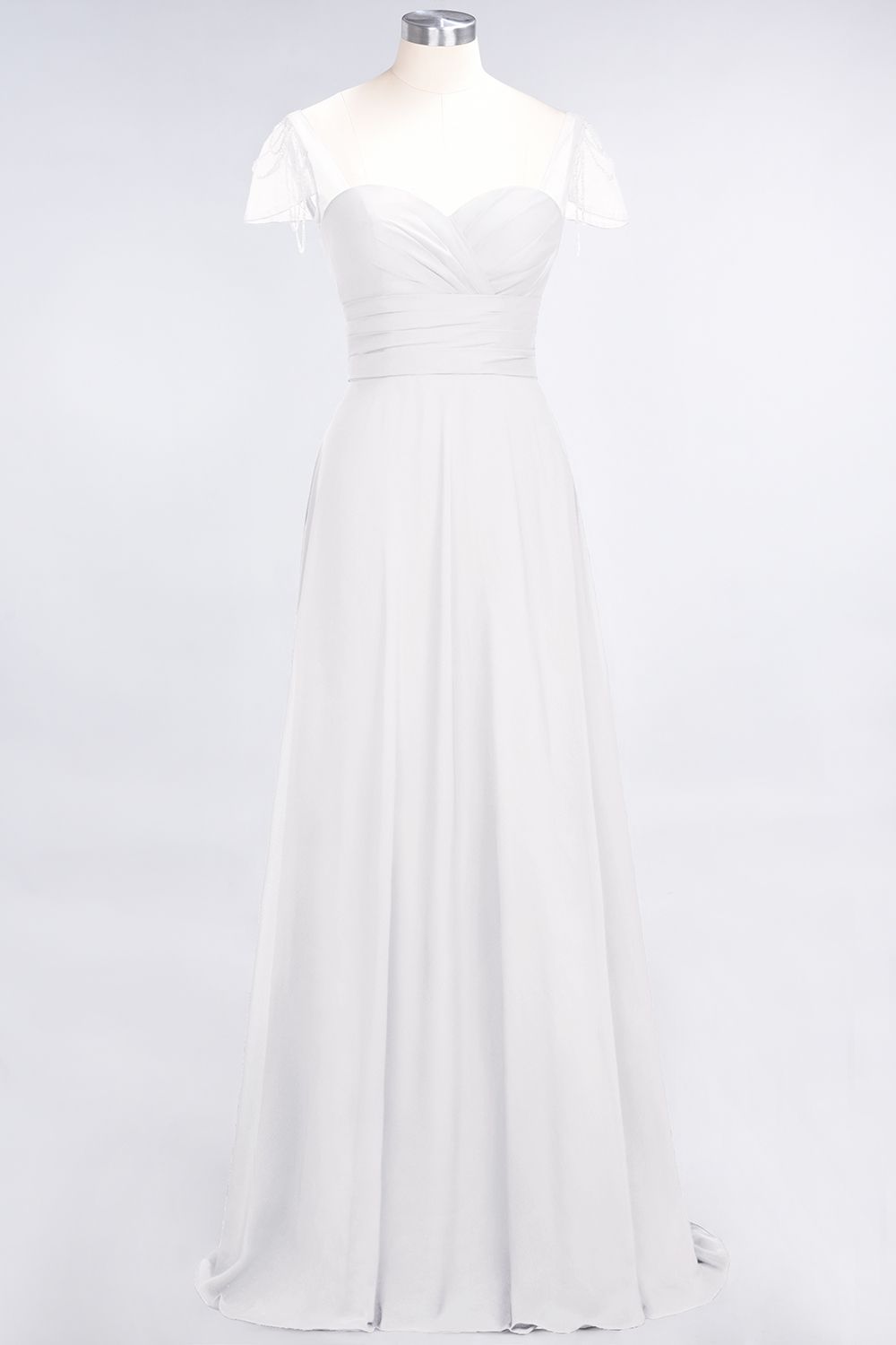 27prom Chic Chiffon Sweetheart Cap-Sleeves Ruffle Bridesmaid Dresses with Beadings-27prom