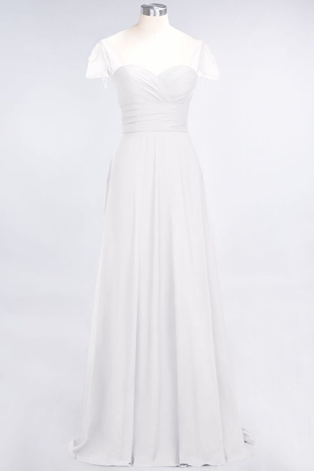 27prom Chic Chiffon Sweetheart Cap-Sleeves Ruffle Bridesmaid Dresses with Beadings-27prom