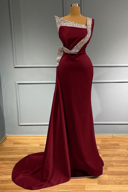 Light Blue One-Shoulder Sleeveless Mermaid Prom Dress with Beads and Ruffles