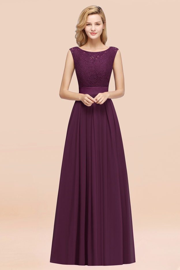 27prom Vintage Sleeveless Lace Bridesmaid Dresses Affordable Chiffon Wedding Party Dress Online-27prom