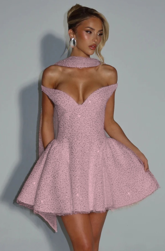 Off the Shoulder Sleeveless Short A Line Prom Dress With Sequin