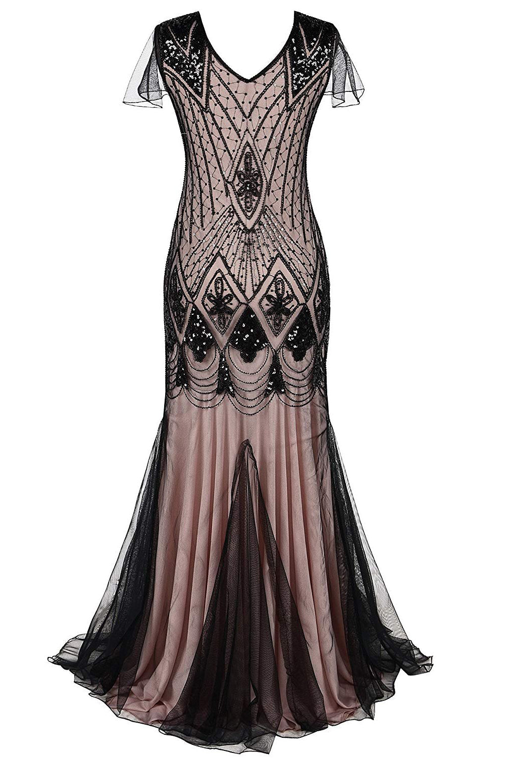 1920s Sequin Flapper Long Dress
