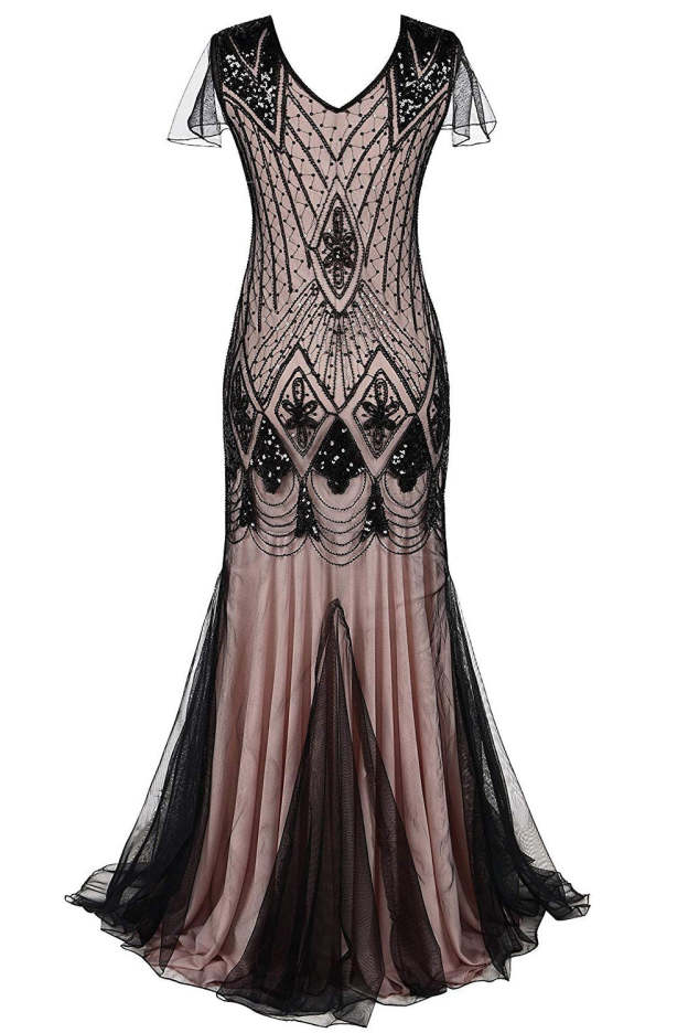 1920s Sequin Flapper Long Dress