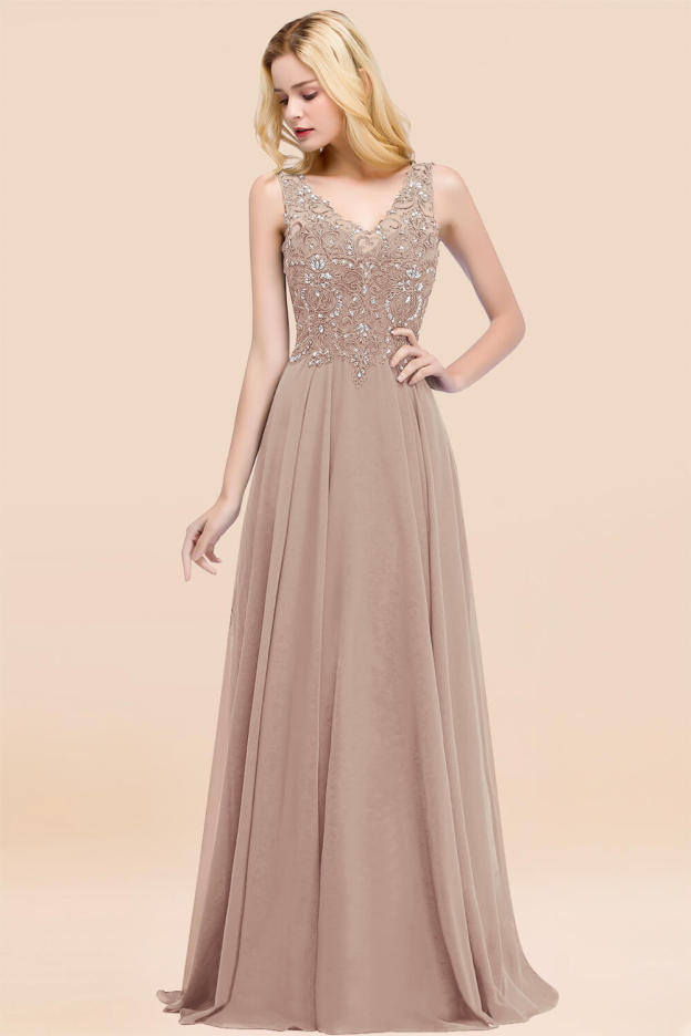 27prom Affordable Lace V-Neck Navy Bridesmaid Dresses With Appliques-27prom
