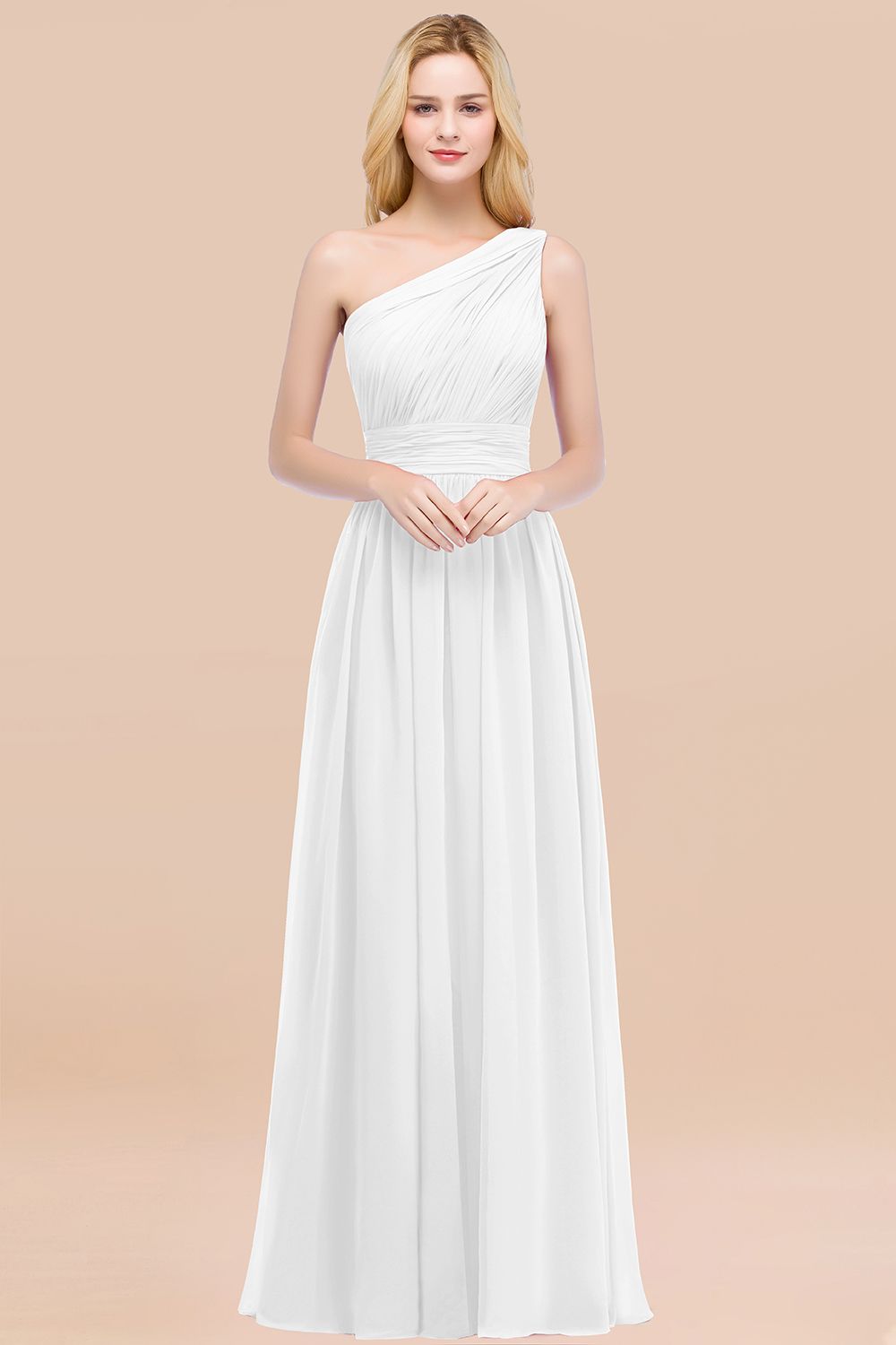 27prom Chic One-shoulder Sleeveless Burgundy Chiffon Bridesmaid Dresses Online-27prom