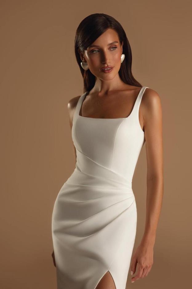 Straps Sleeveless Long Mermaid Prom Dress With Split Pleated