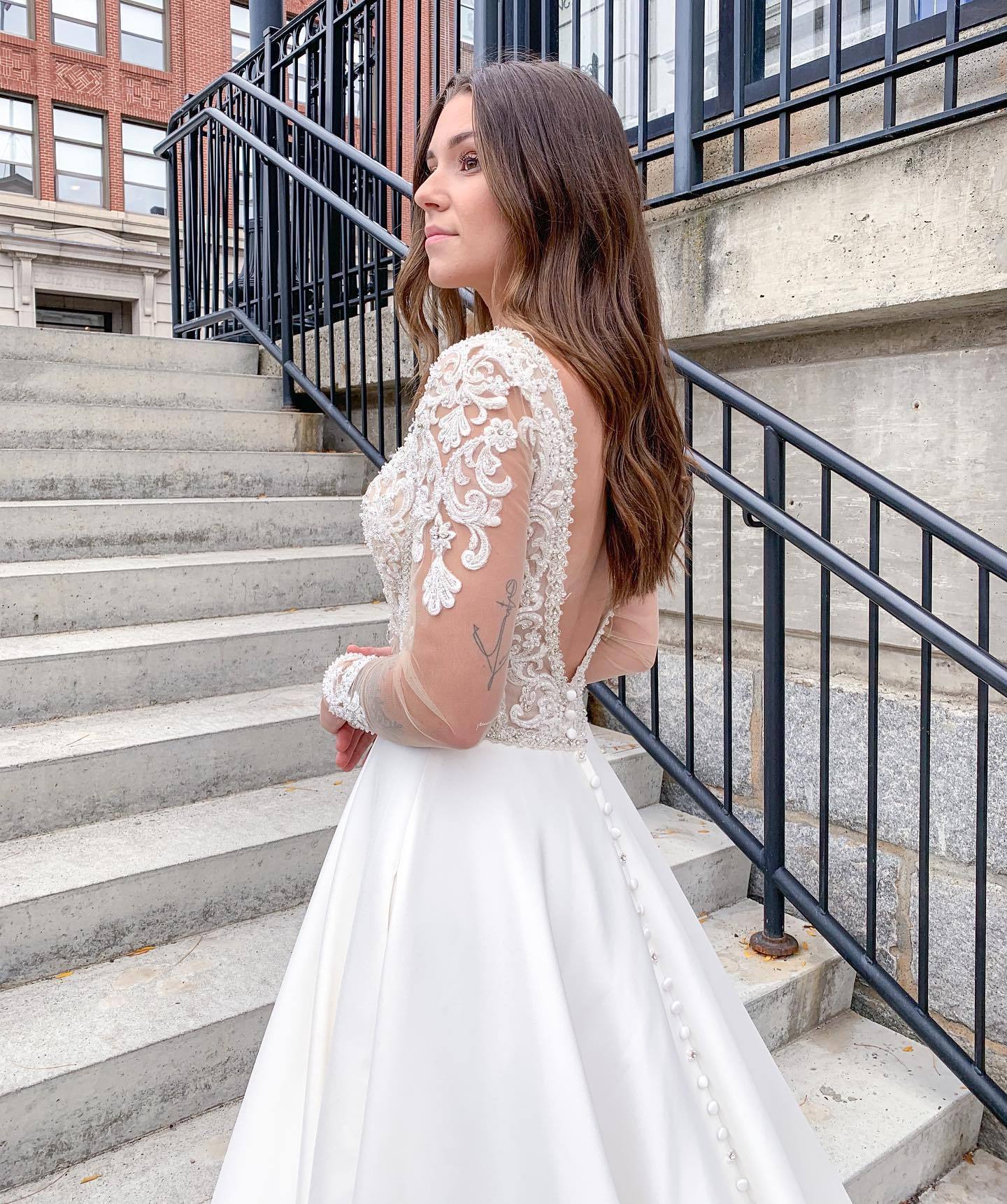 Classy A-Line Satin Deep V-neck Wedding Dress Floor-length With Appliques Lace Open Back