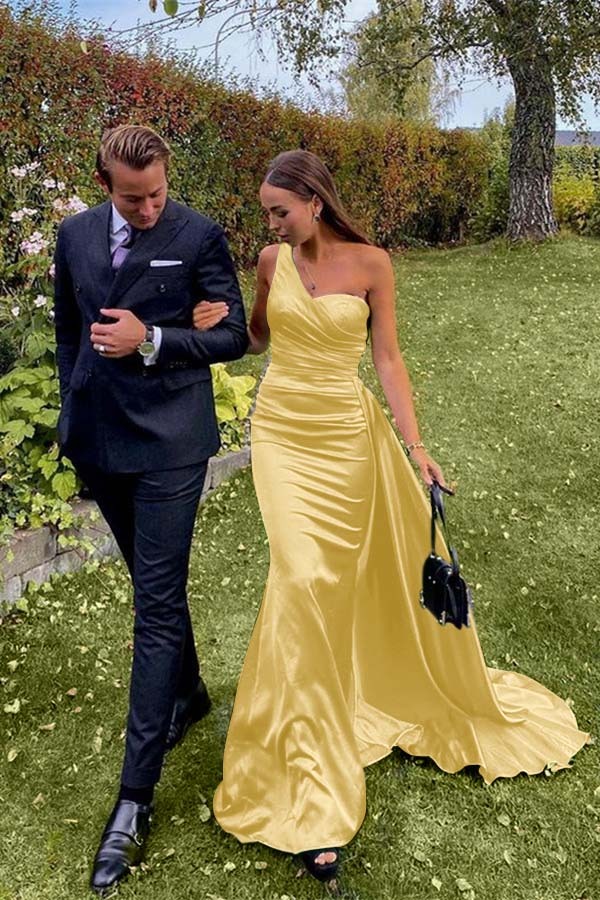 Stunning One Shoulder Sleeveless Dark Green Prom Dress Long With Pleated