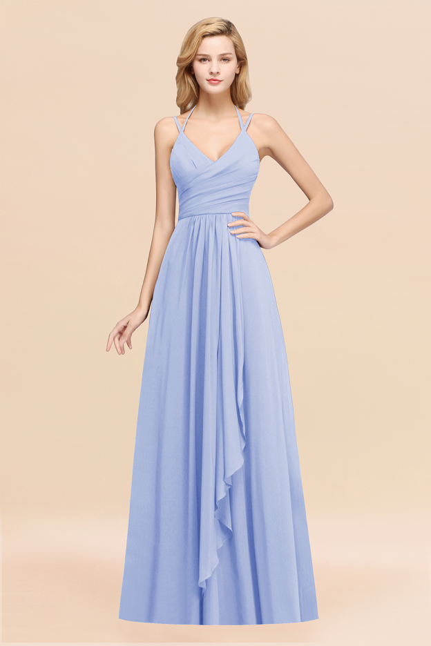 27prom Affordable Chiffon Burgundy Bridesmaid Dress With Spaghetti Straps-27prom