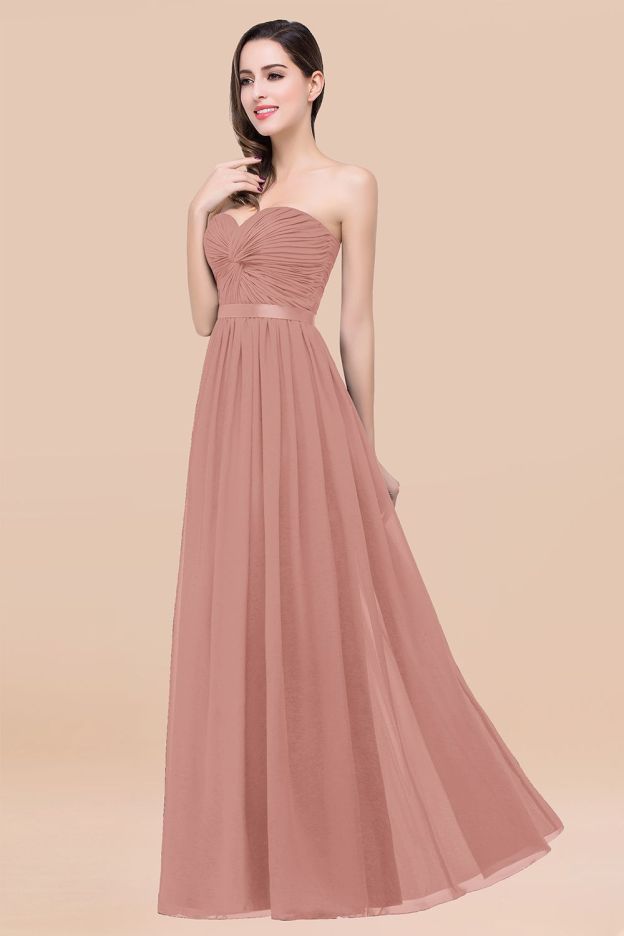 27prom Affordable Sweetheart Ruffle Navy Chiffon Bridesmaid Dress With Ribbon-27prom