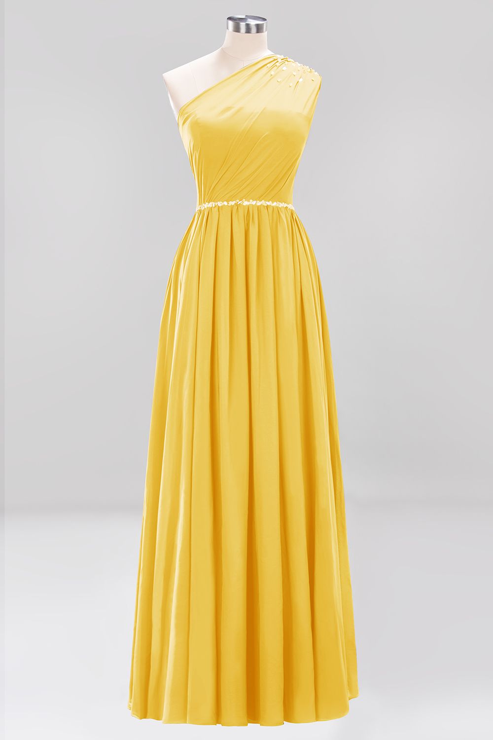 27prom Modest One-shoulder Royal Blue Affordable Bridesmaid Dress with Beadings-27prom