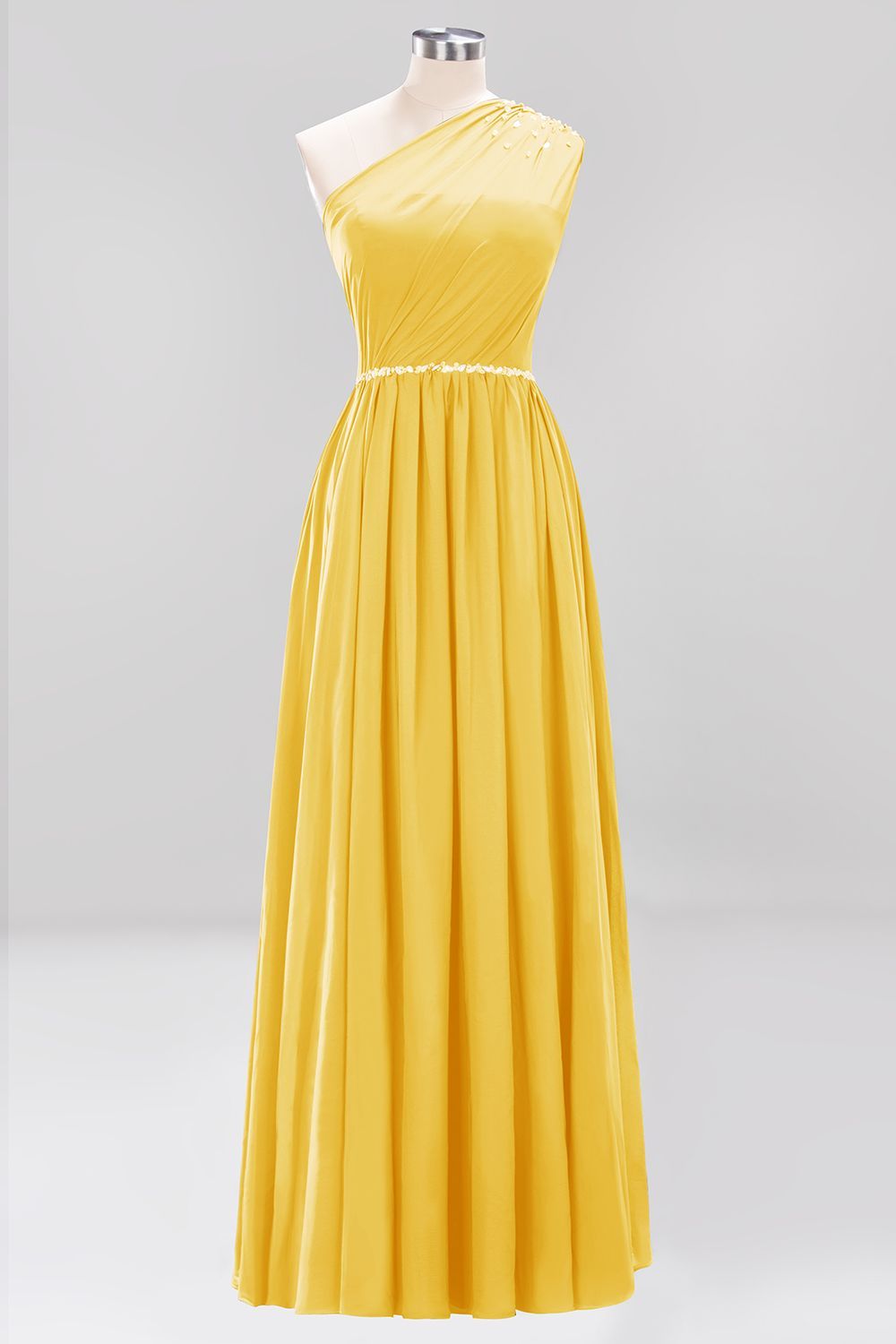 27prom Modest One-shoulder Royal Blue Affordable Bridesmaid Dress with Beadings-27prom