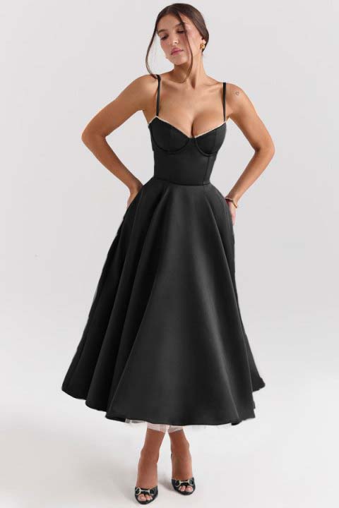 Spaghetti Strap Sweetheart Sleeveless A Line Prom Dress With Tulle