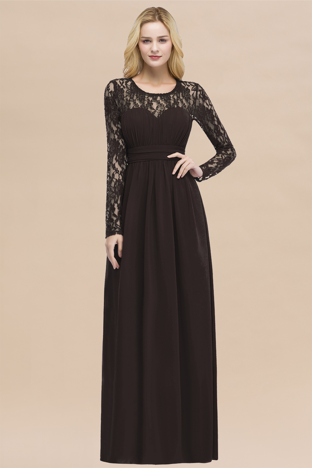27prom Elegant Lace Burgundy Bridesmaid Dresses Online with Long Sleeves-27prom