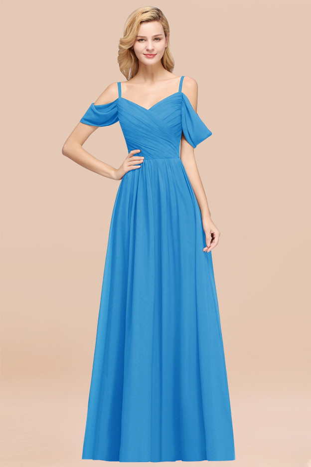 27prom Chic Off-the-shoulder Burgundy Bridesmaid Dress with Spaghetti Straps-27prom