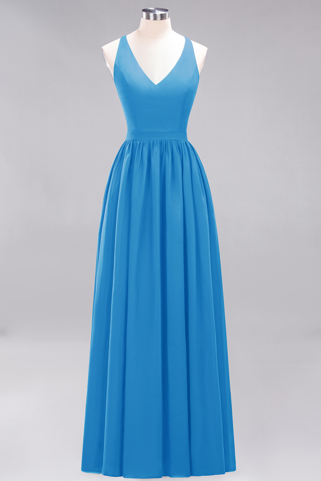 27prom Affordable Chiffon V-Neck Sleeveless Lace Bridesmaid Dress Online-27prom