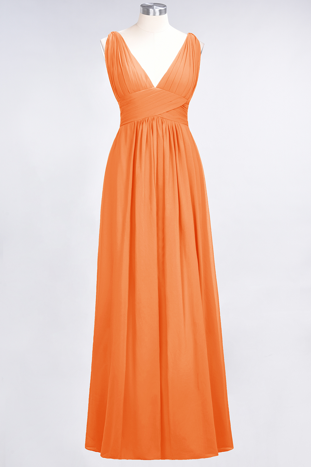 27prom Elegant V-Neck Burgundy Chiffon Affordable Bridesmaid Dress with Ruffle-27prom