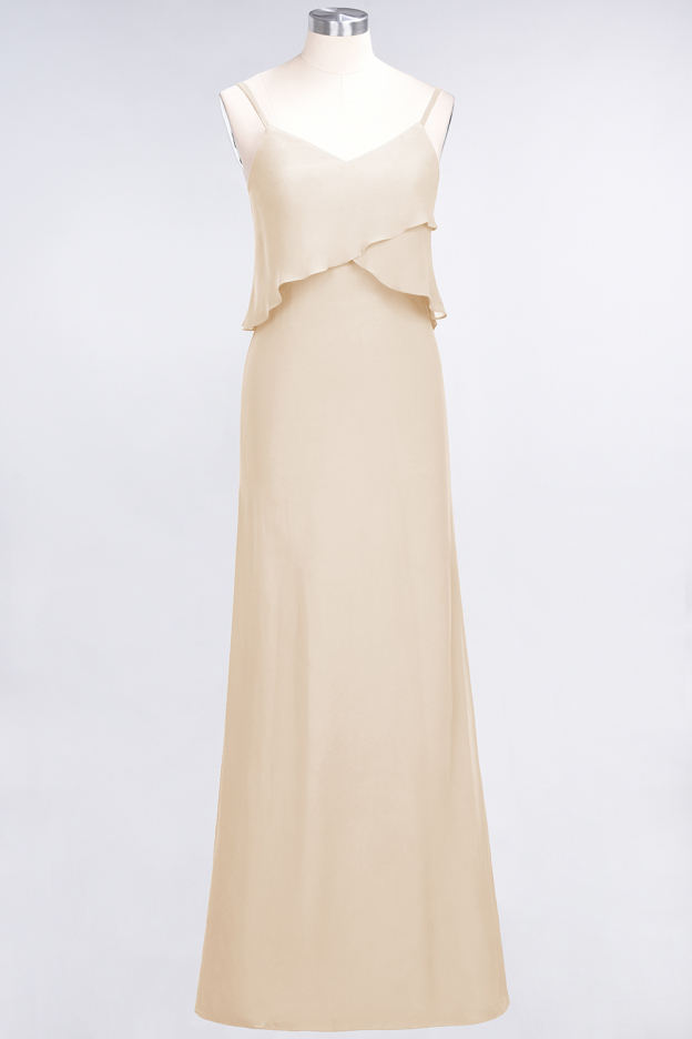 27prom Affordable Spaghetti-Straps V-Neck Burgundy Chiffon Bridesmaid Dresses-27prom