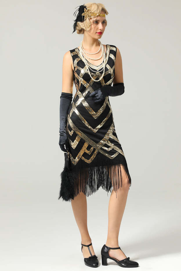 Sequin Fringe Flapper Dress