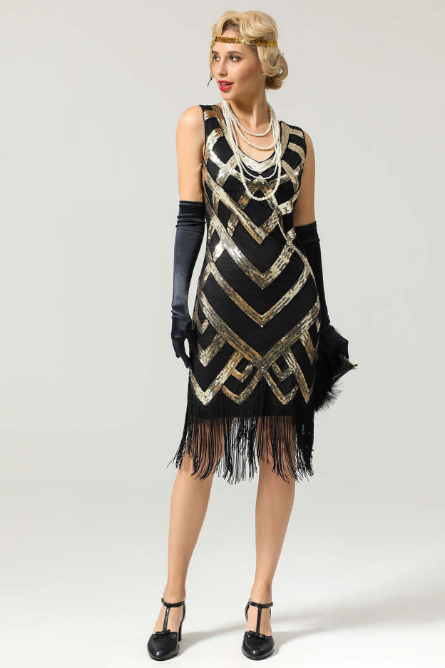 Sequin Fringe Flapper Dress