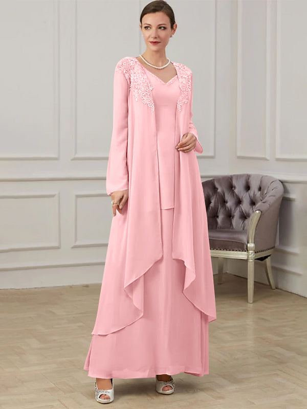 Floor-Length V-Neck A-Line Princess Gown for the Mother of the Bride-27prom