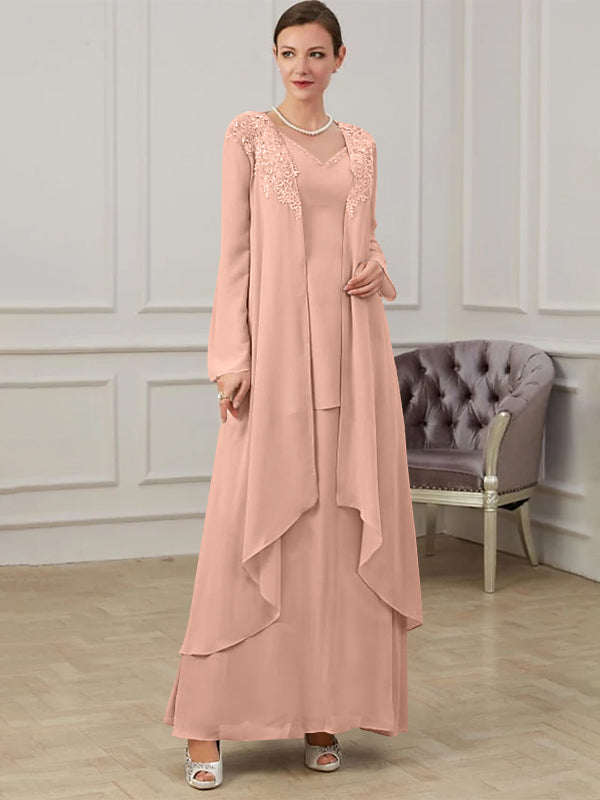 Floor-Length V-Neck A-Line Princess Gown for the Mother of the Bride-27prom