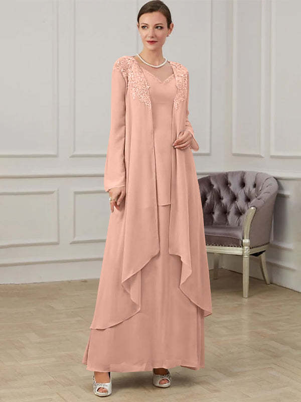 Floor-Length V-Neck A-Line Princess Gown for the Mother of the Bride-27prom