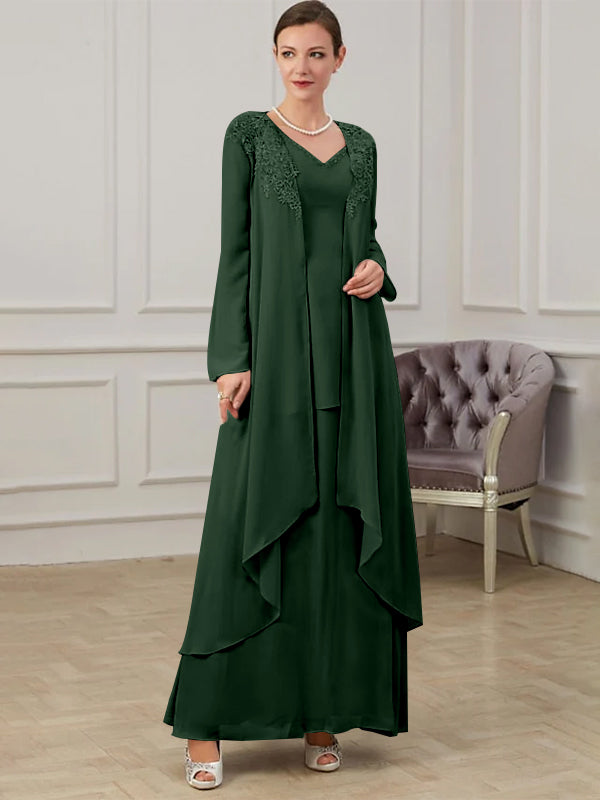 Floor-Length V-Neck A-Line Princess Gown for the Mother of the Bride-27prom