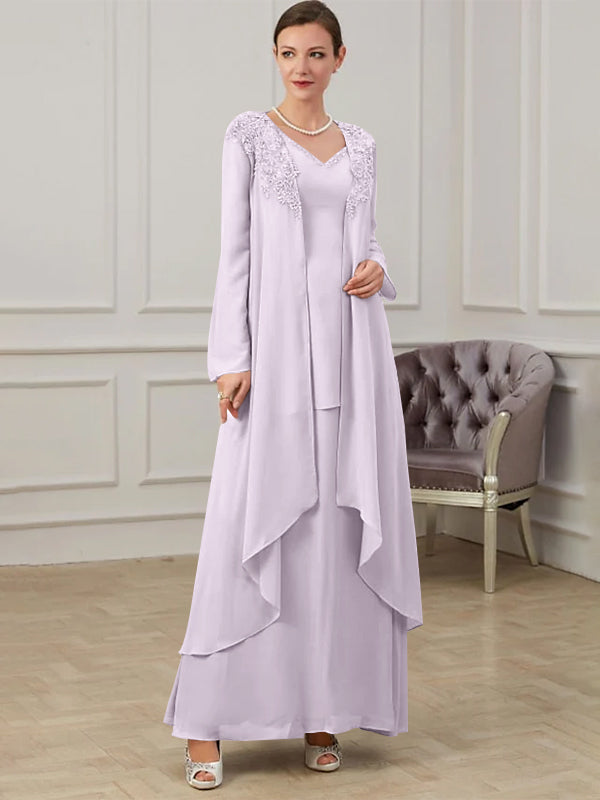 Floor-Length V-Neck A-Line Princess Gown for the Mother of the Bride-27prom