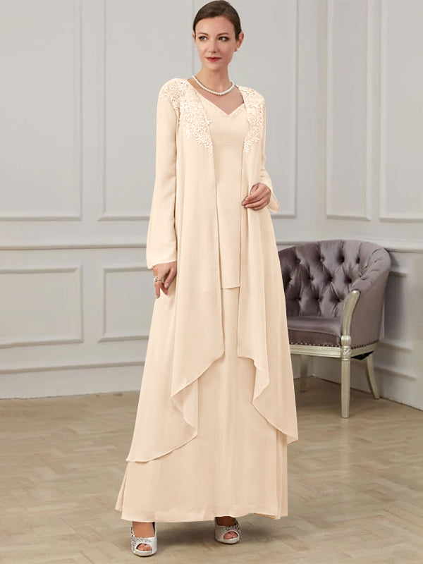 Floor-Length V-Neck A-Line Princess Gown for the Mother of the Bride-27prom