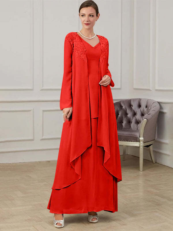 Floor-Length V-Neck A-Line Princess Gown for the Mother of the Bride-27prom