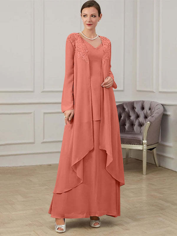 Floor-Length V-Neck A-Line Princess Gown for the Mother of the Bride-27prom