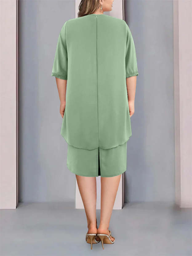 Knee-Length Beaded Sheath Dress with Ruching for the Mother of the Bride-27prom