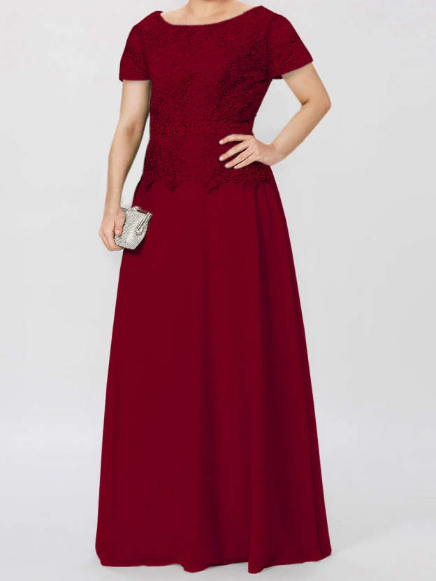 Short-Sleeve A-Line Princess Mother of the Bride Dress with Applique and Sequins