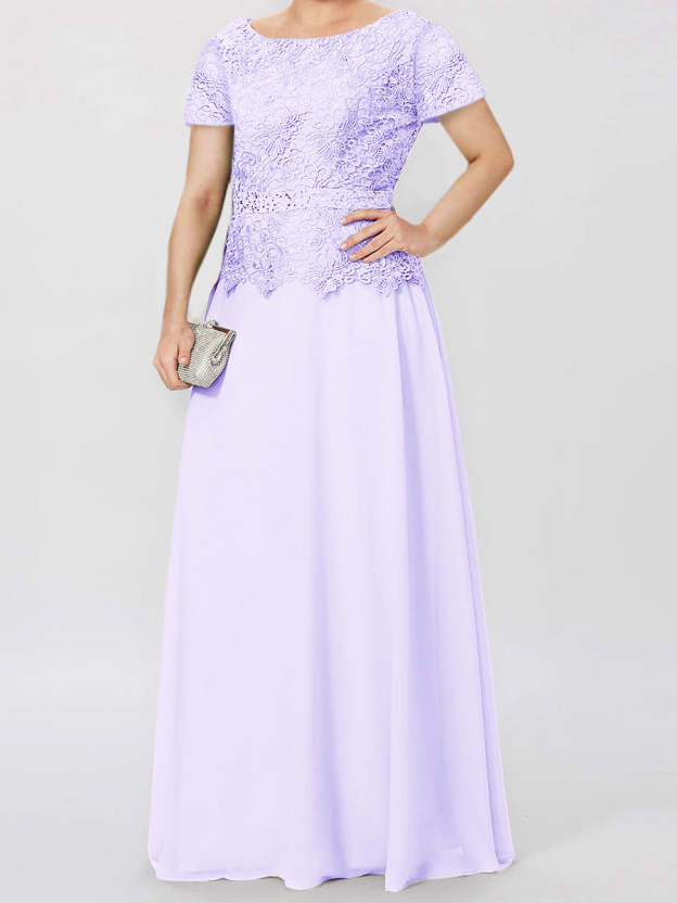 Short-Sleeve A-Line Princess Mother of the Bride Dress with Applique and Sequins