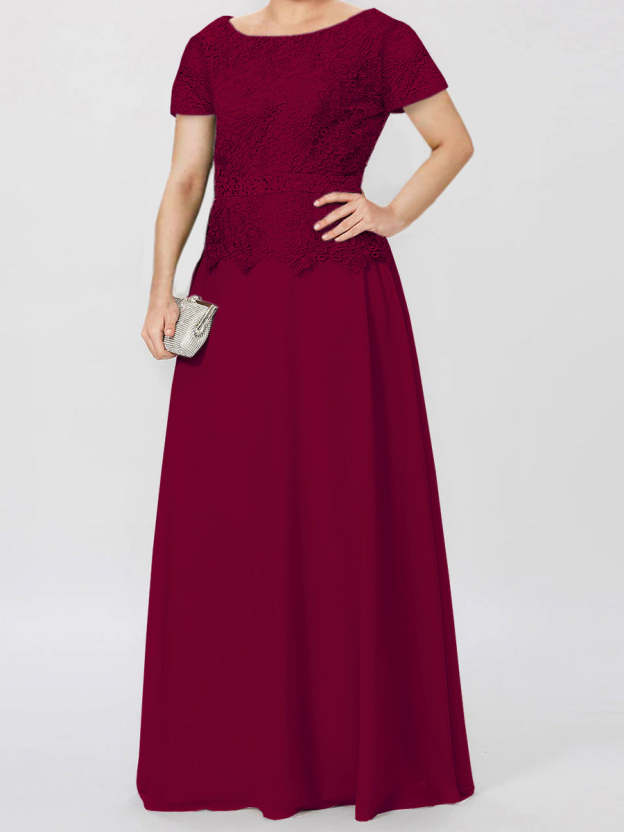 Short-Sleeve A-Line Princess Mother of the Bride Dress with Applique and Sequins