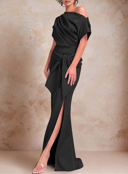 One-Shoulder Ruffled Floor-Length Trumpet Gown for the Mother of the Bride-27prom