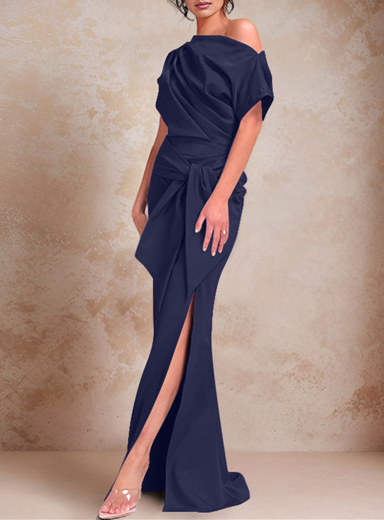 One-Shoulder Ruffled Floor-Length Trumpet Gown for the Mother of the Bride-27prom