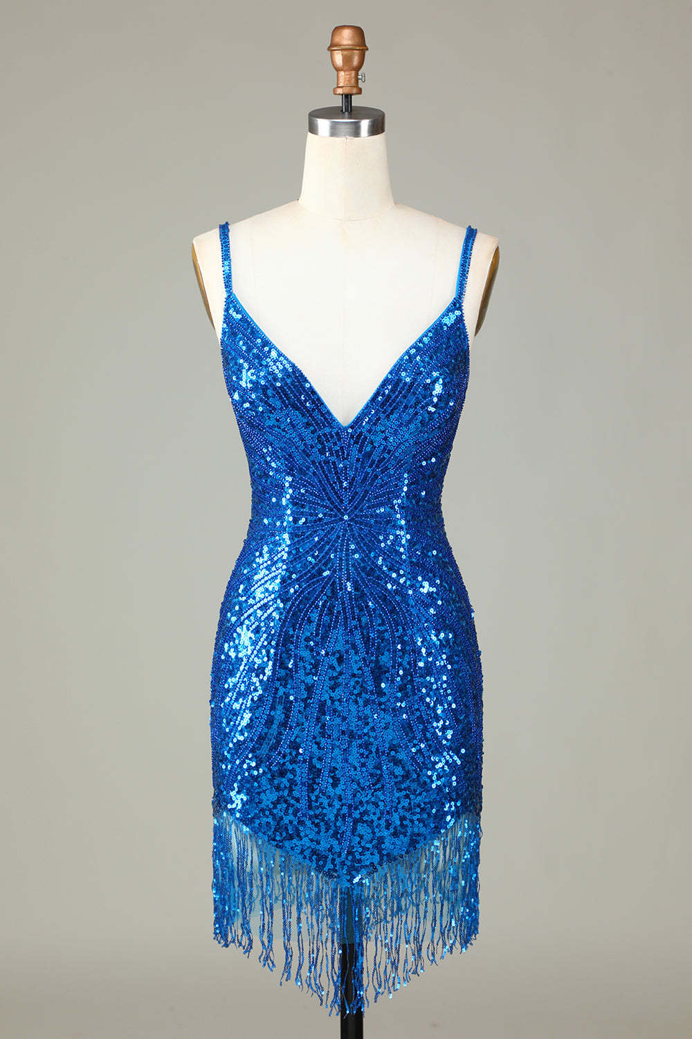 White Spaghetti Strap Sparkly Lace-Up Back Bodycon Homecoming Dress with Beading