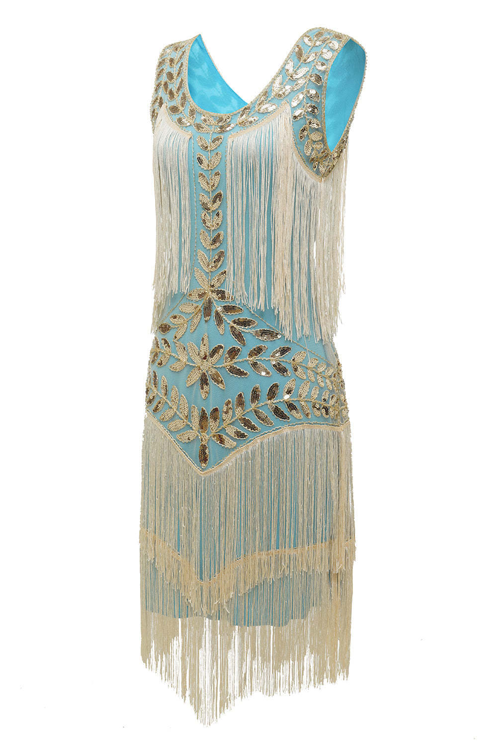 Plus Size Champagne Gatsby Flapper Dress with Sequins and Fringes