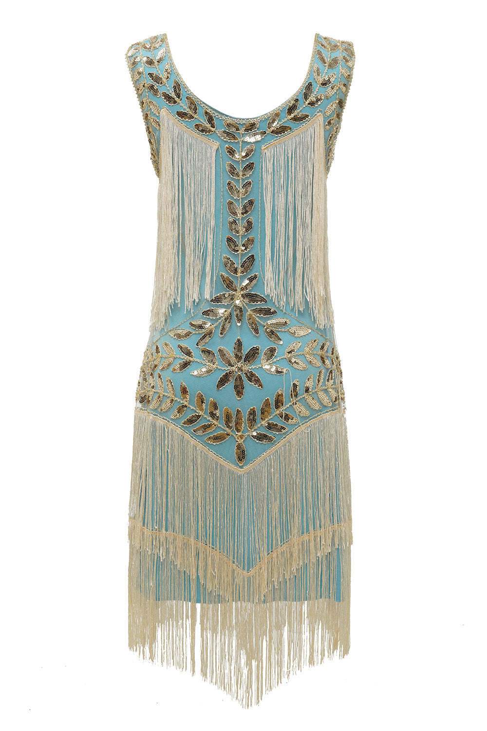 Plus Size Champagne Gatsby Flapper Dress with Sequins and Fringes